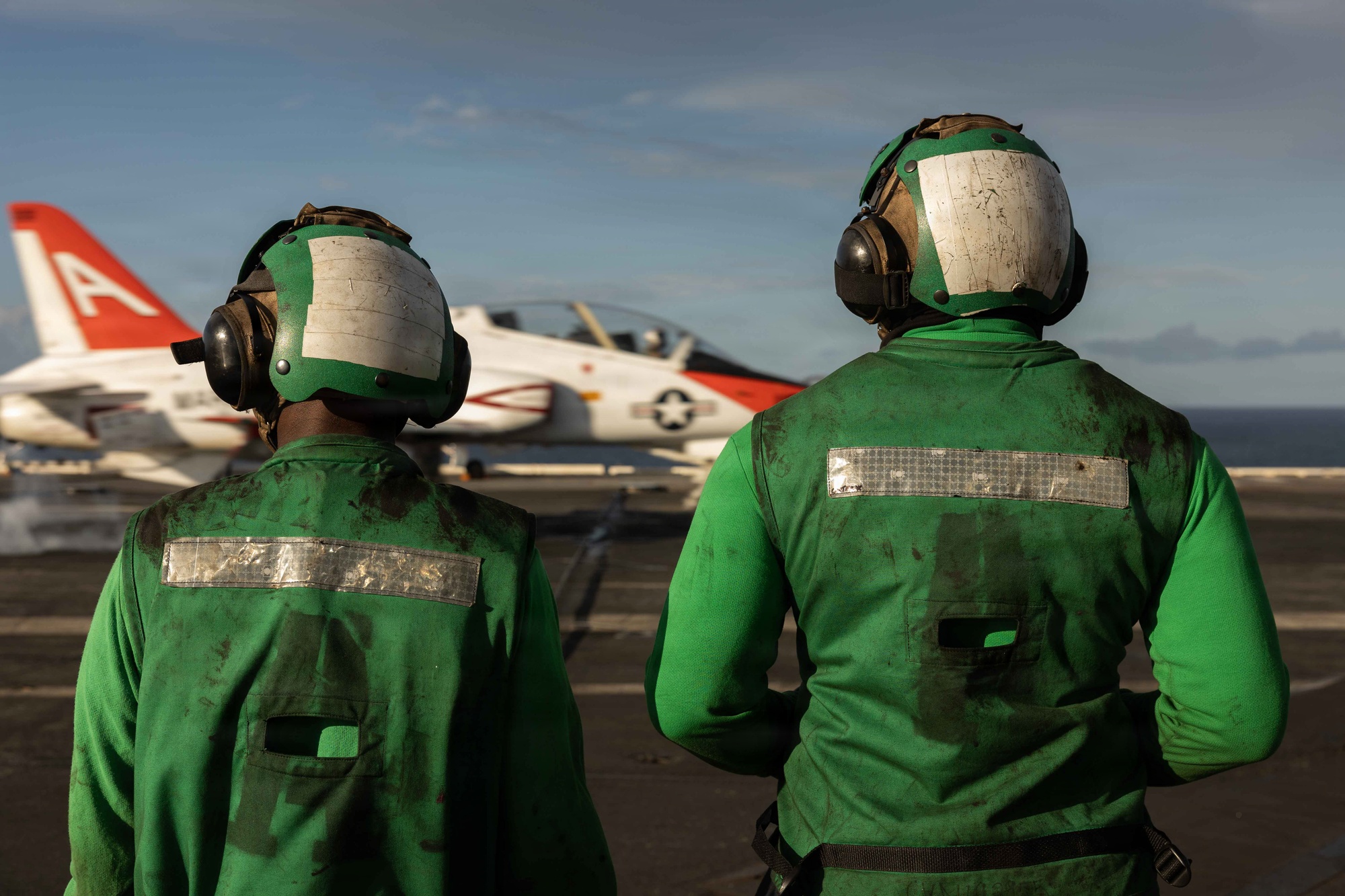 Flight deck crew aboard USS Dwight D. Eisenhower during carrier qualifications in August 2026