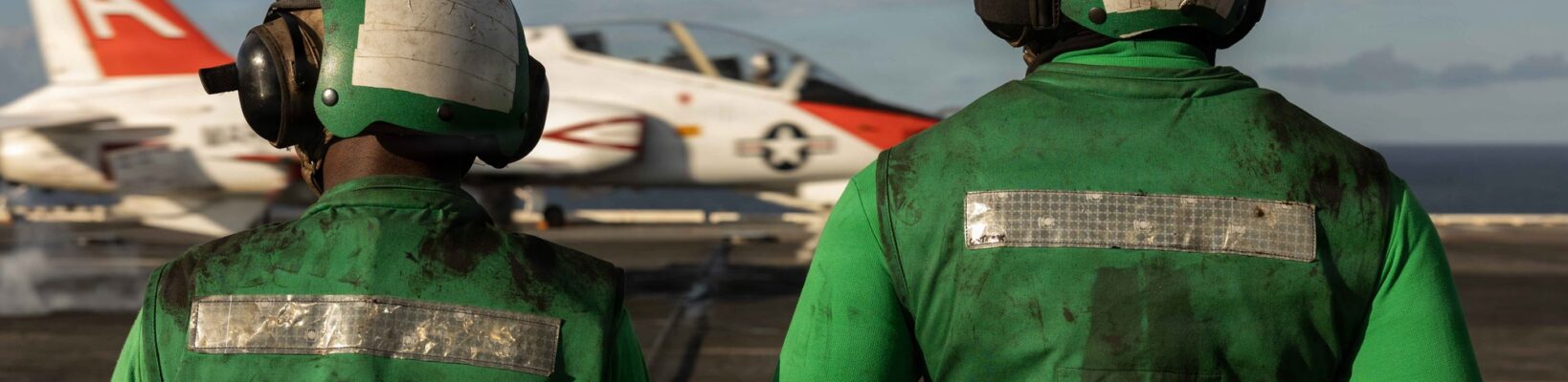 Flight deck crew aboard USS Dwight D. Eisenhower during carrier qualifications in August 2026